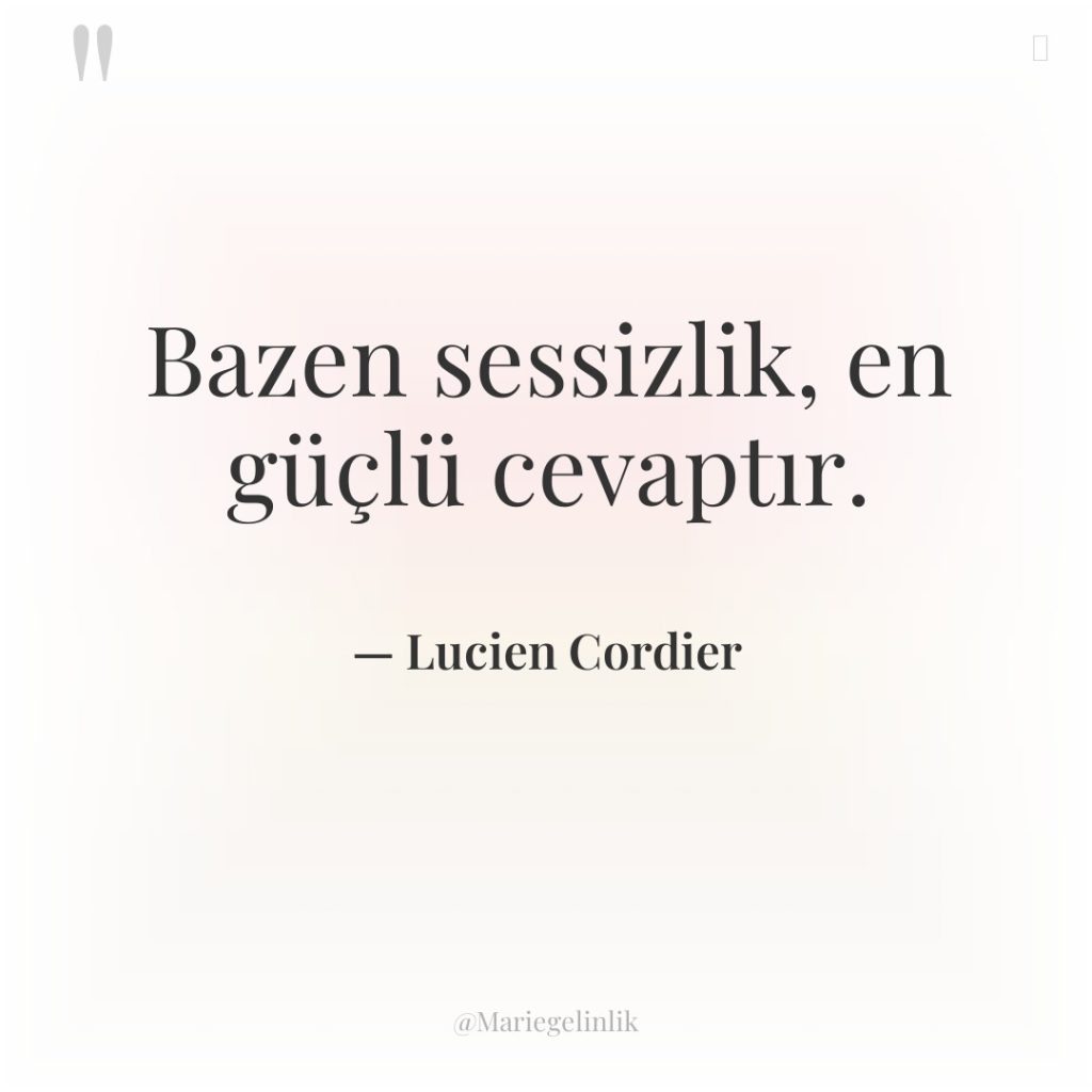 Bazen sessizlik, en güçlü cevaptır.