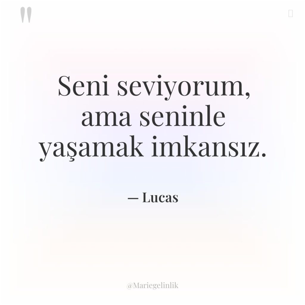 Seni seviyorum, ama seninle yaşamak imkansız.