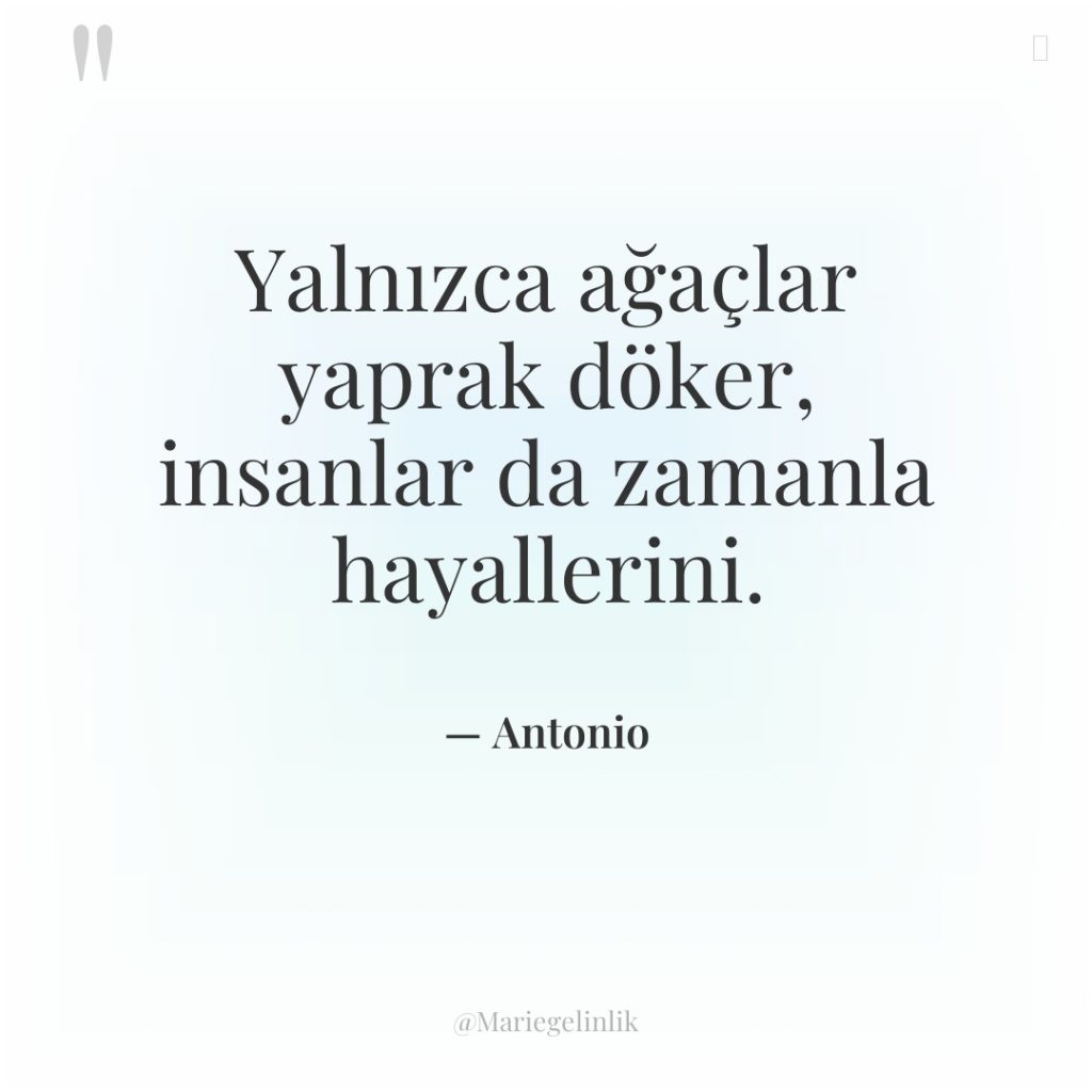 Yalnızca ağaçlar yaprak döker, insanlar da zamanla hayallerini.