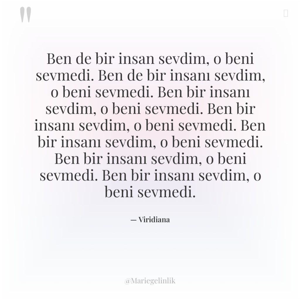 Ben de bir insan sevdim, o beni sevmedi. Ben de…