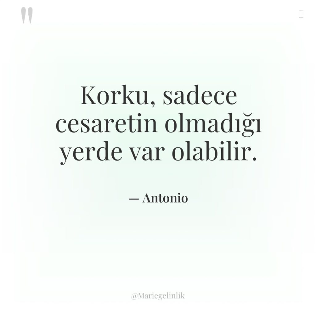 Korku, sadece cesaretin olmadığı yerde var olabilir.