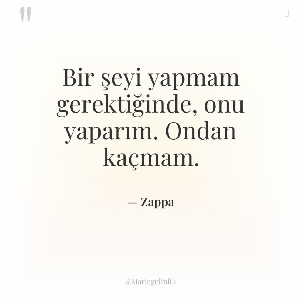 Bir şeyi yapmam gerektiğinde, onu yaparım. Ondan kaçmam.