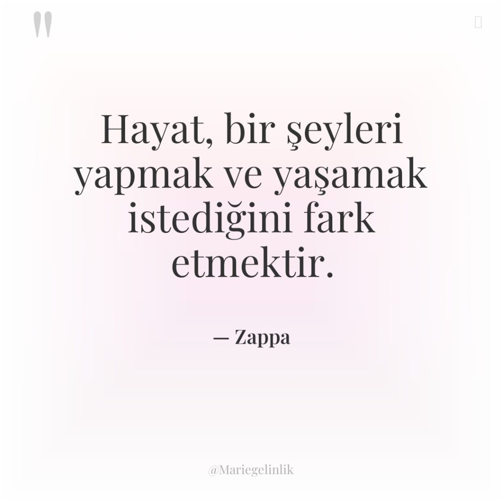 Hayat, bir şeyleri yapmak ve yaşamak istediğini fark etmektir.