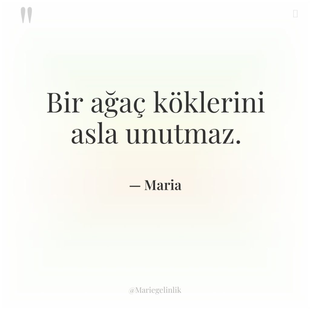 Bir ağaç köklerini asla unutmaz.