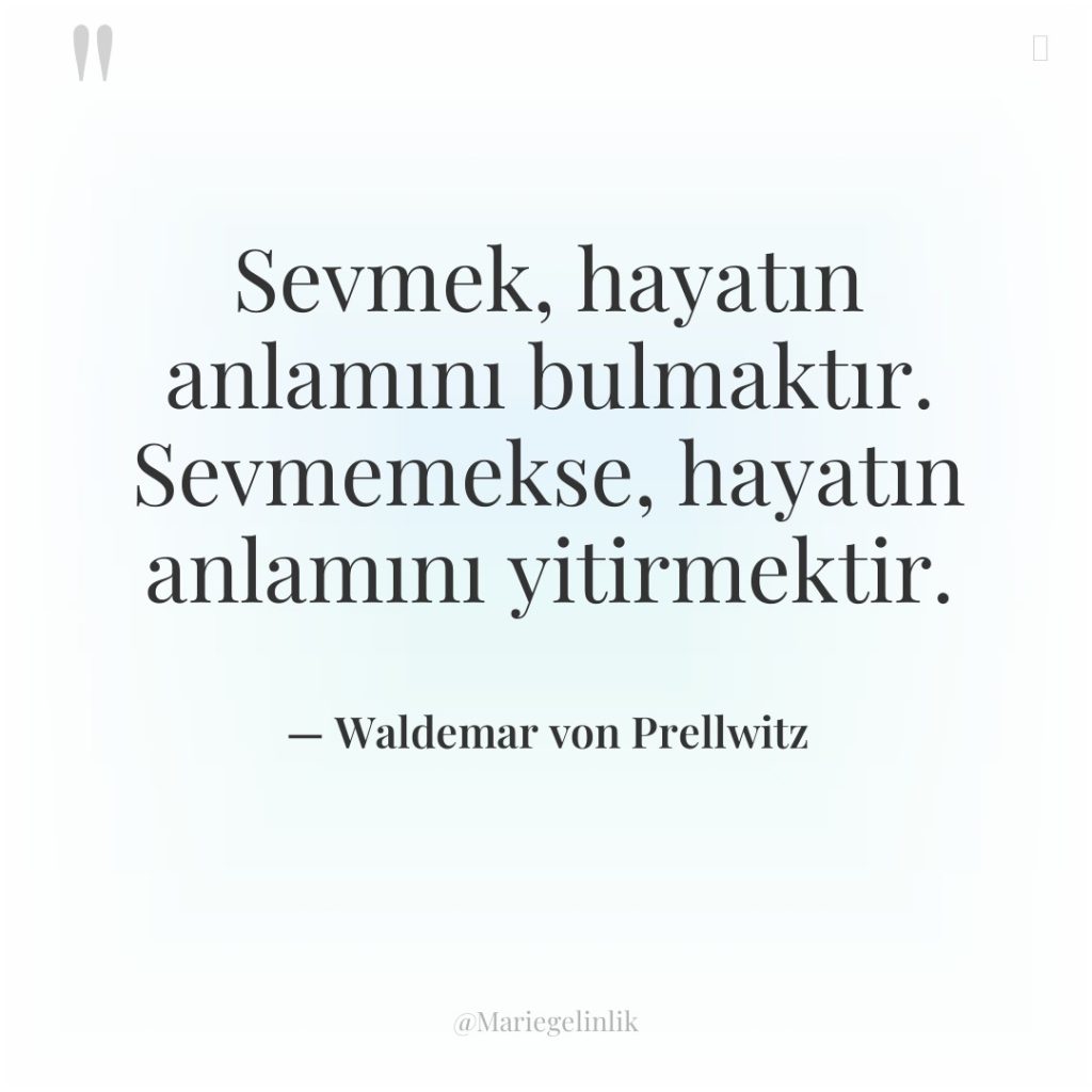 Sevmek, hayatın anlamını bulmaktır. Sevmemekse, hayatın anlamını yitirmektir.