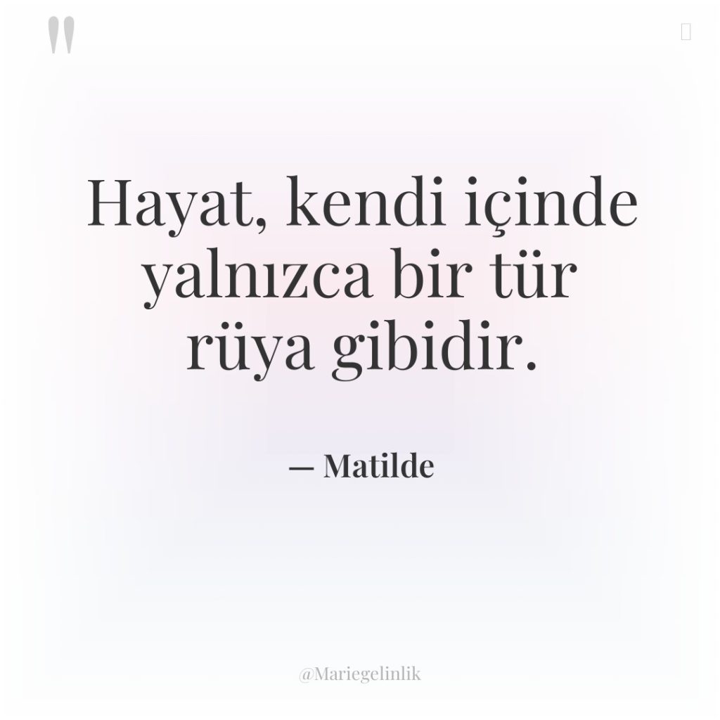 Hayat, kendi içinde yalnızca bir tür rüya gibidir.