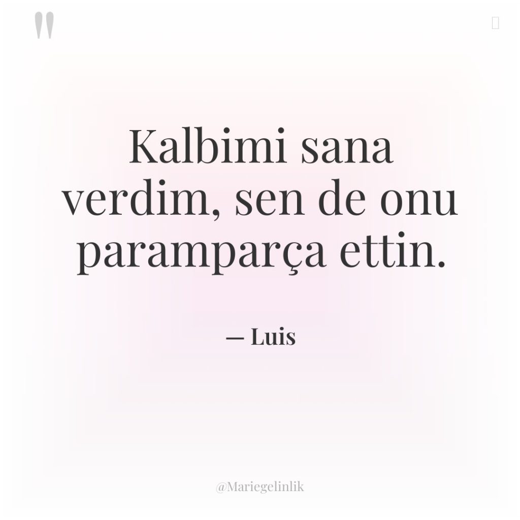 Kalbimi sana verdim, sen de onu paramparça ettin.