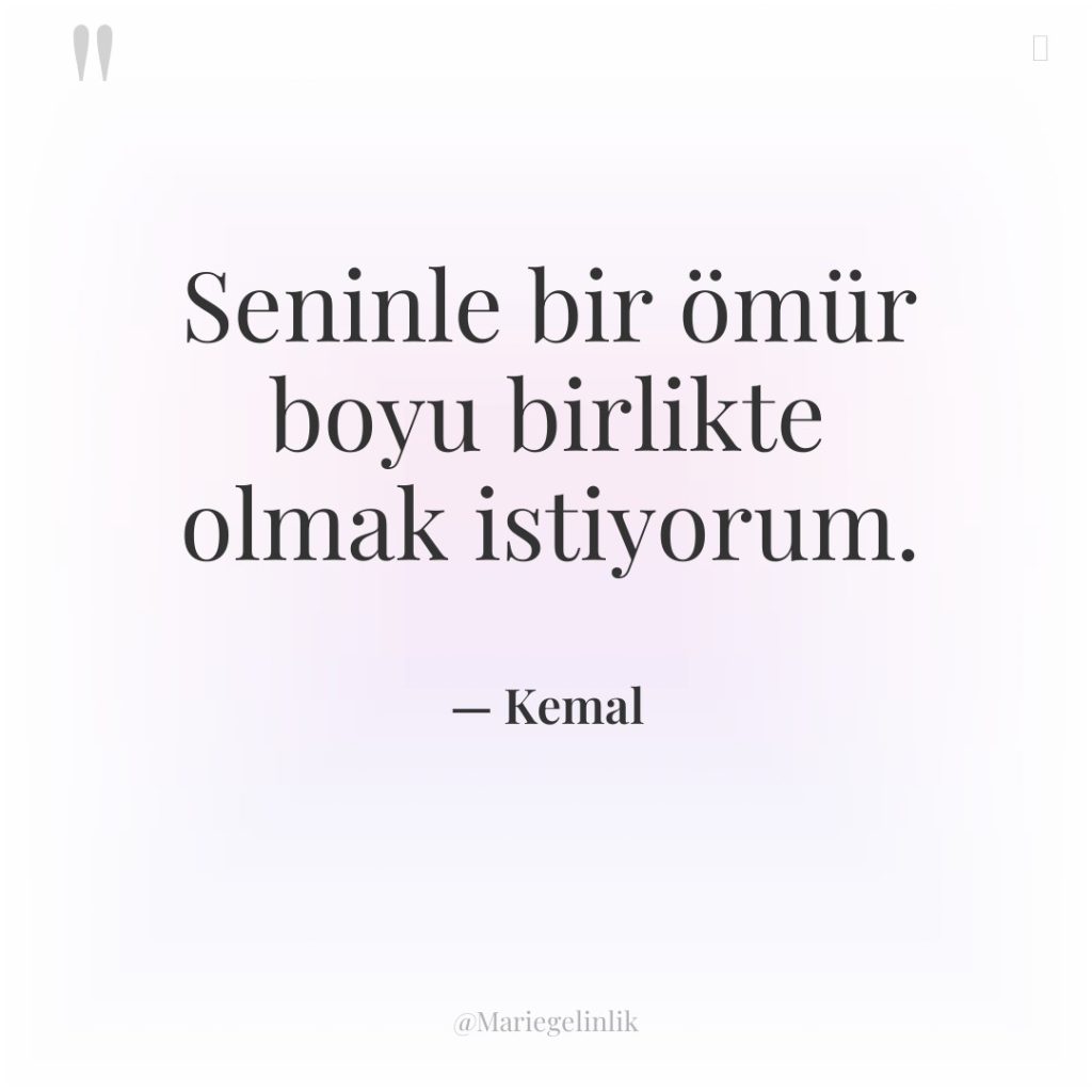 Seninle bir ömür boyu birlikte olmak istiyorum.