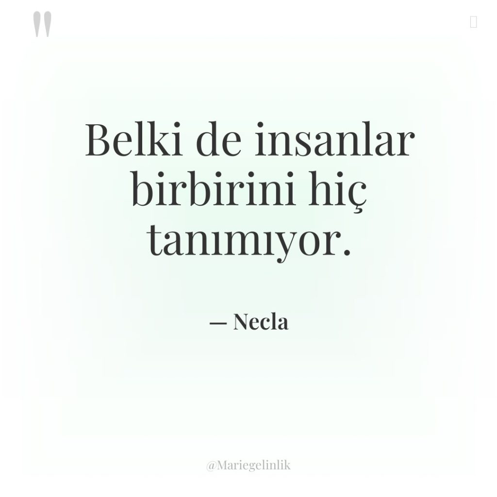 Belki de insanlar birbirini hiç tanımıyor.