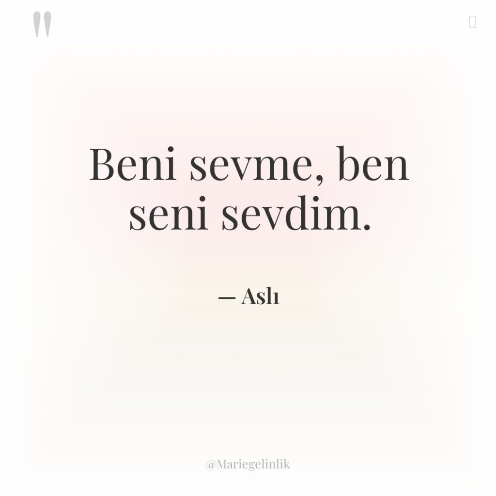 Beni sevme, ben seni sevdim.