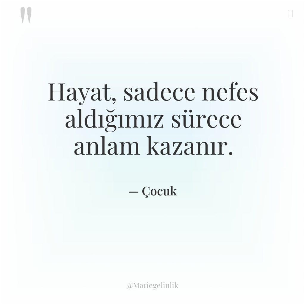 Hayat, sadece nefes aldığımız sürece anlam kazanır.