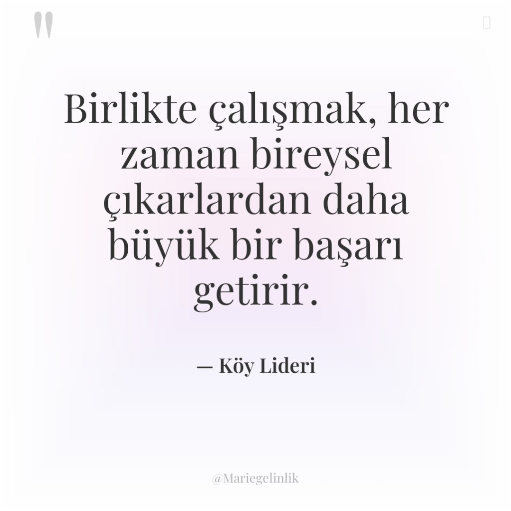 Birlikte çalışmak, her zaman bireysel çıkarlardan daha büyük bir başarı…