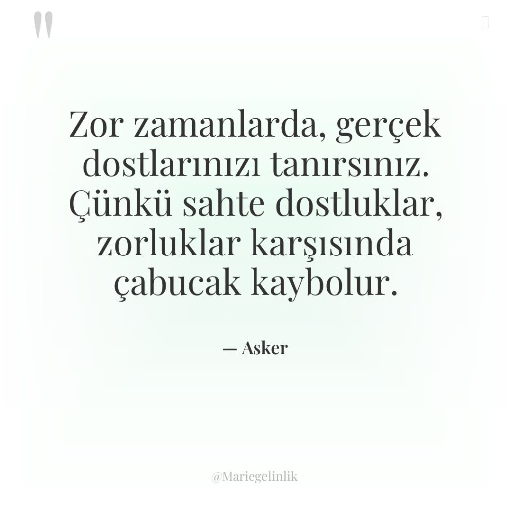 Zor zamanlarda, gerçek dostlarınızı tanırsınız. Çünkü sahte dostluklar, zorluklar karşısında…