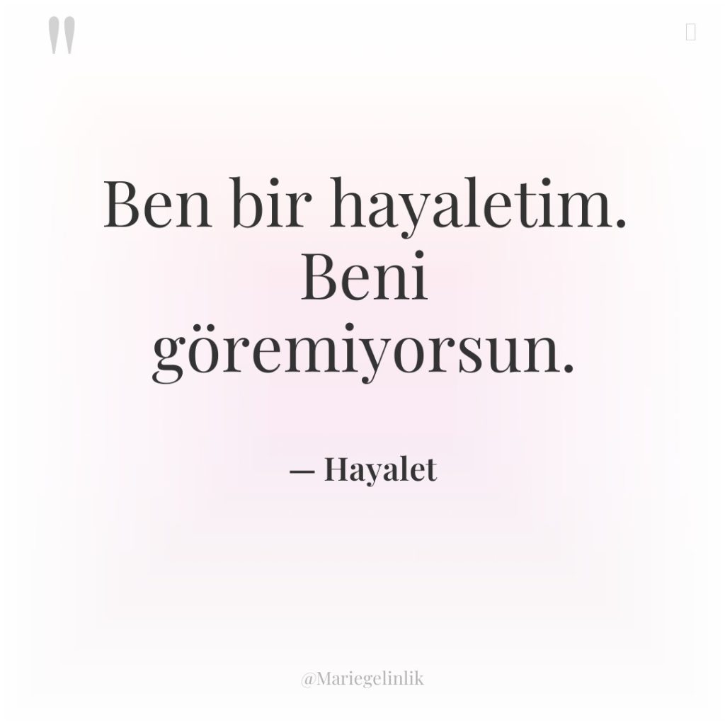 Ben bir hayaletim. Beni göremiyorsun.