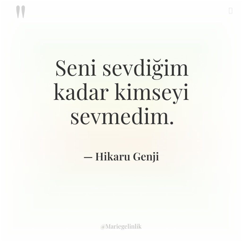 Seni sevdiğim kadar kimseyi sevmedim.