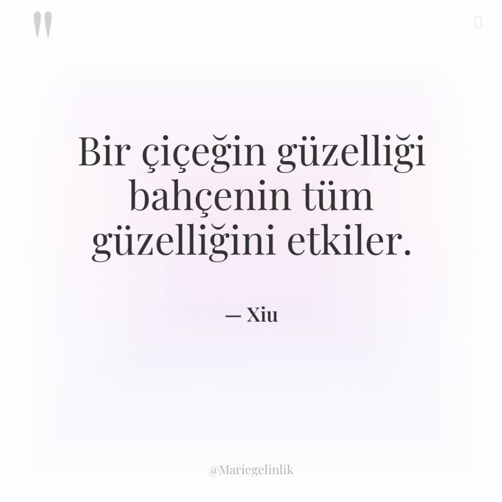 Bir çiçeğin güzelliği bahçenin tüm güzelliğini etkiler.