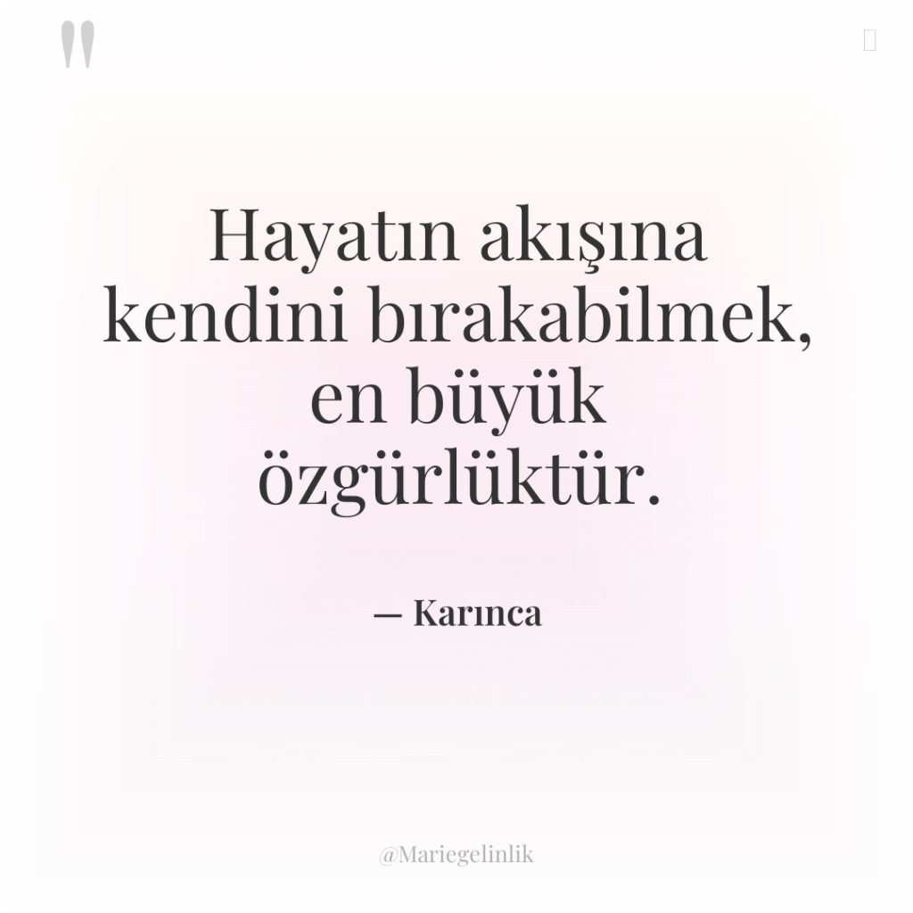 Hayatın akışına kendini bırakabilmek, en büyük özgürlüktür.