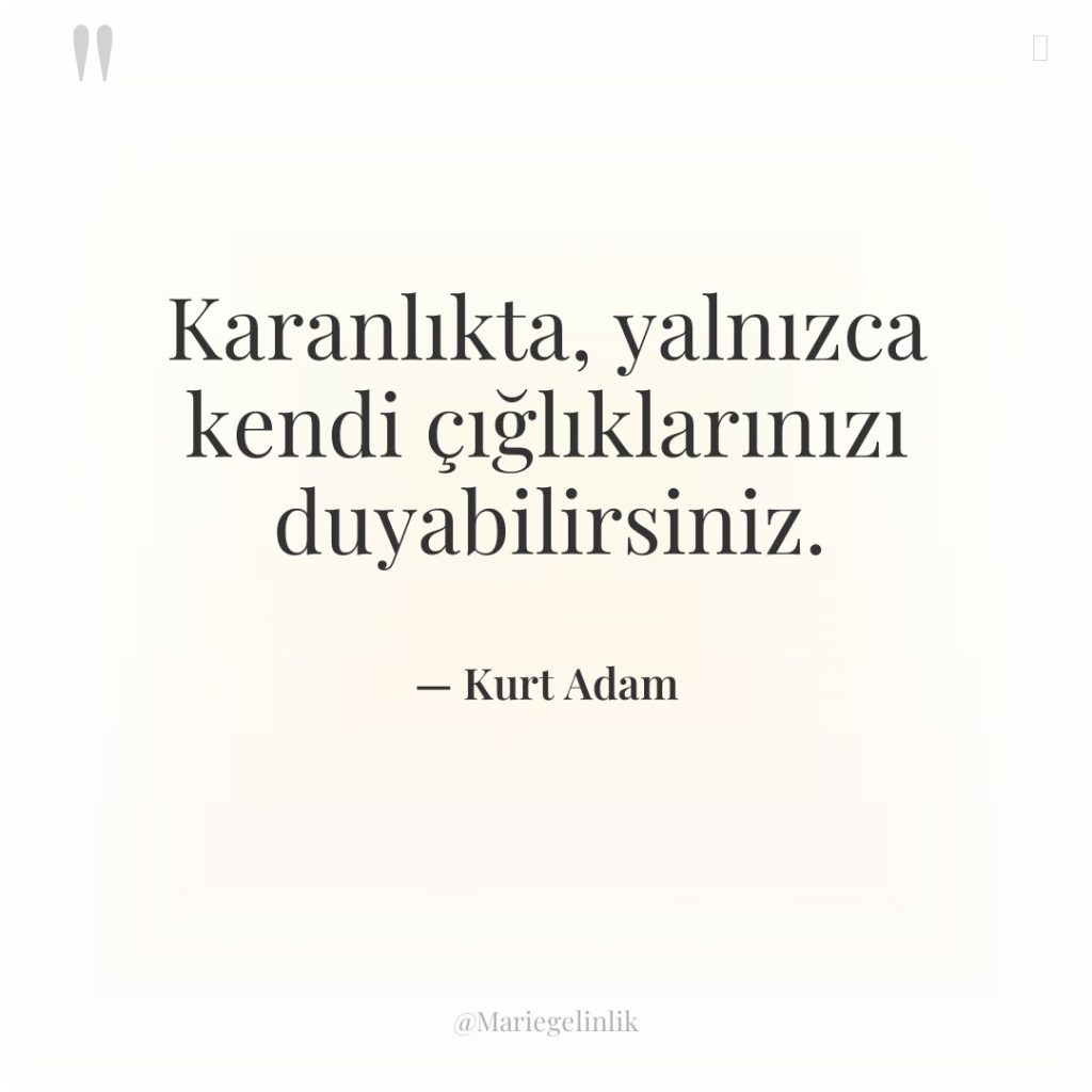 Karanlıkta, yalnızca kendi çığlıklarınızı duyabilirsiniz.