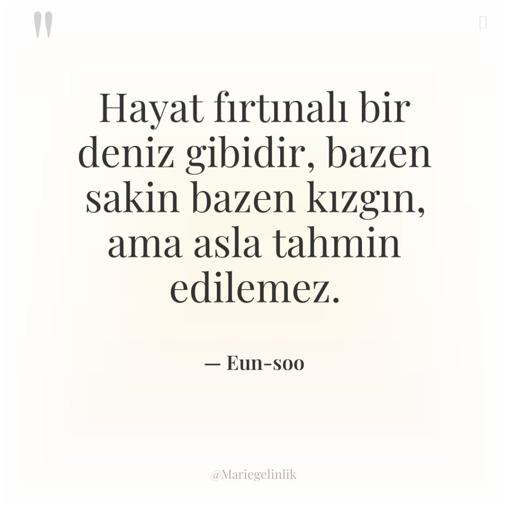 Hayat fırtınalı bir deniz gibidir, bazen sakin bazen kızgın, ama…