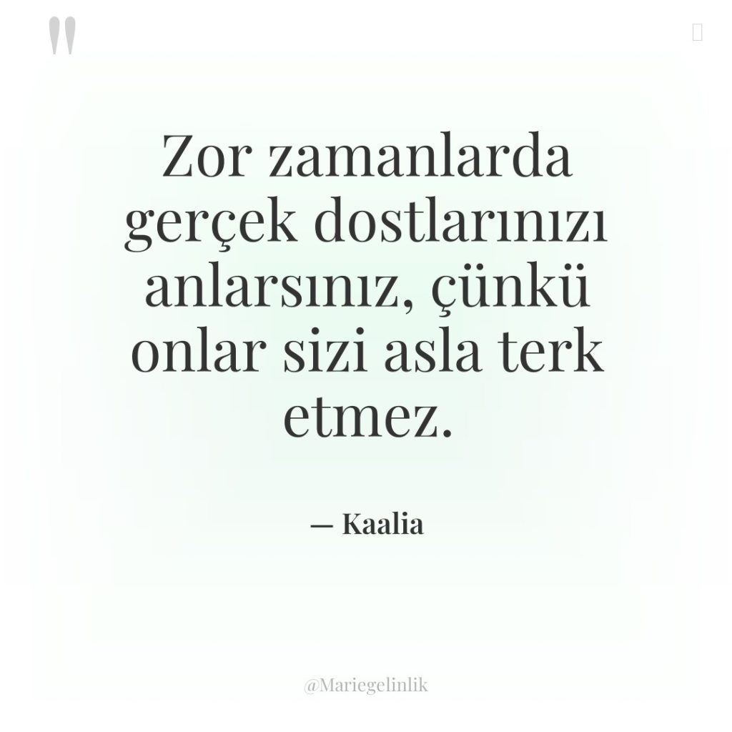 Zor zamanlarda gerçek dostlarınızı anlarsınız, çünkü onlar sizi asla terk…