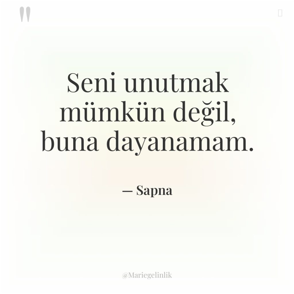 Seni unutmak mümkün değil, buna dayanamam.