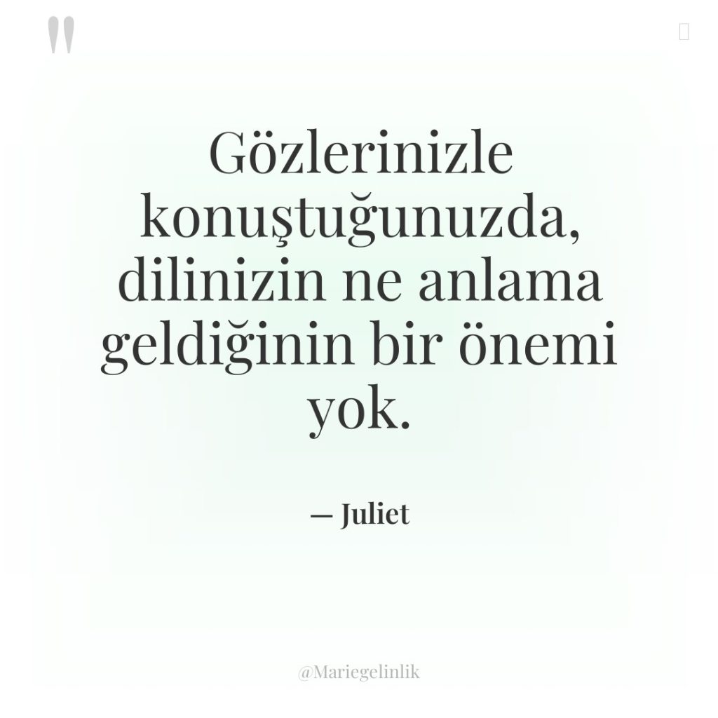 Gözlerinizle konuştuğunuzda, dilinizin ne anlama geldiğinin bir önemi yok.