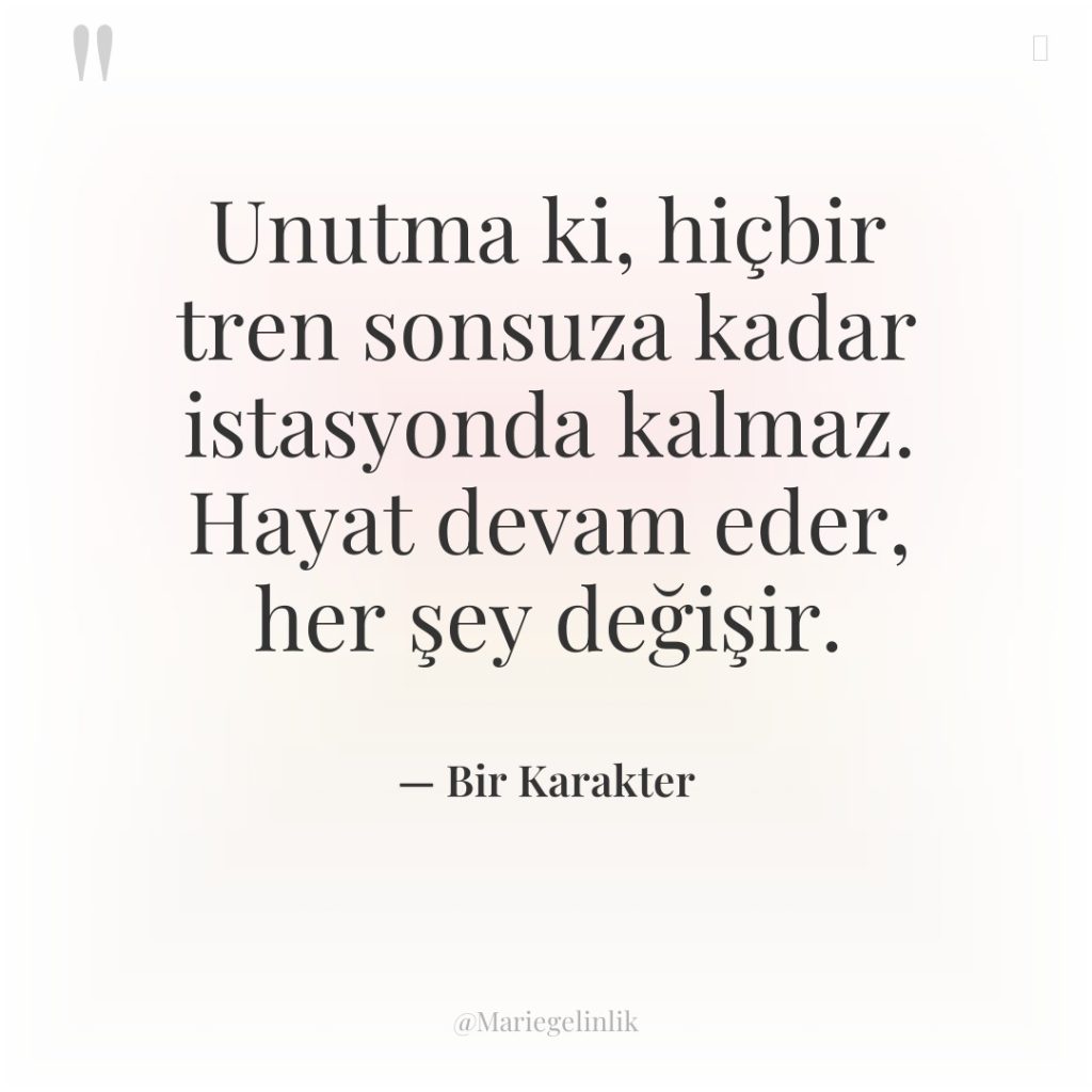Unutma ki, hiçbir tren sonsuza kadar istasyonda kalmaz. Hayat devam…