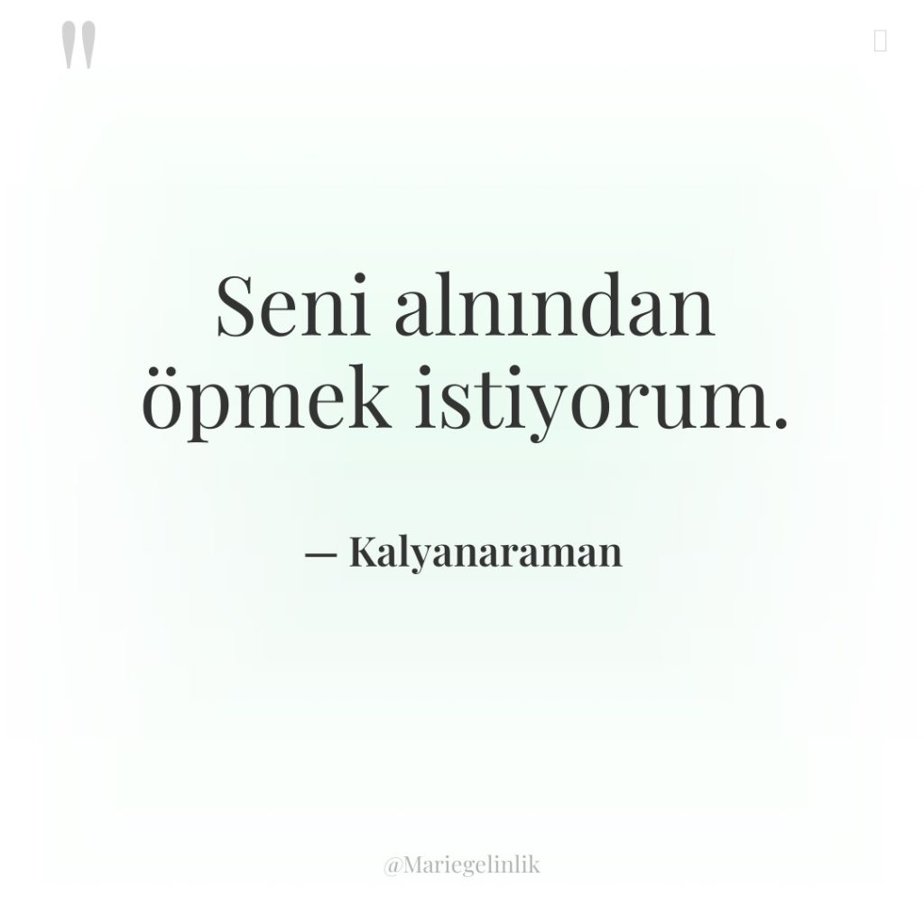 Seni alnından öpmek istiyorum.