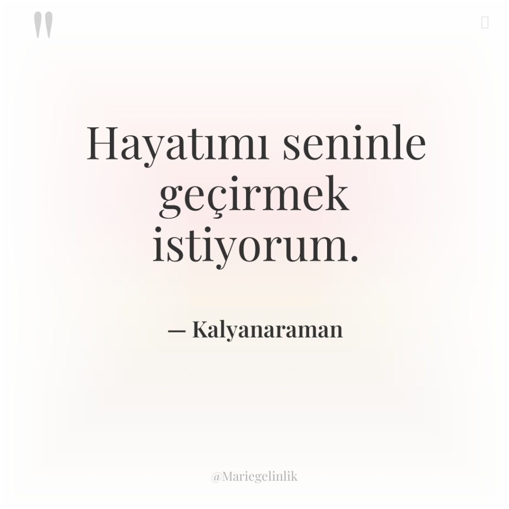 Hayatımı seninle geçirmek istiyorum.