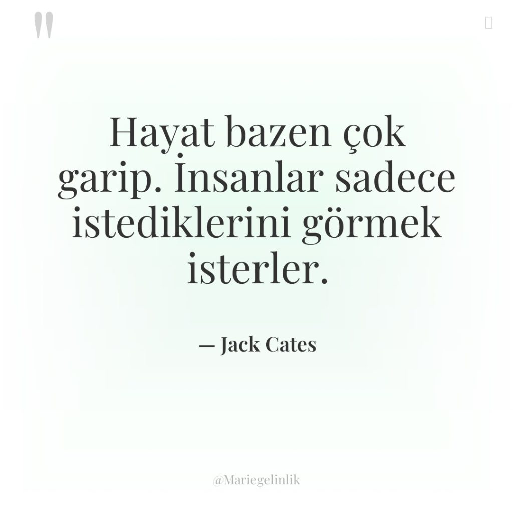 Hayat bazen çok garip. İnsanlar sadece istediklerini görmek isterler.