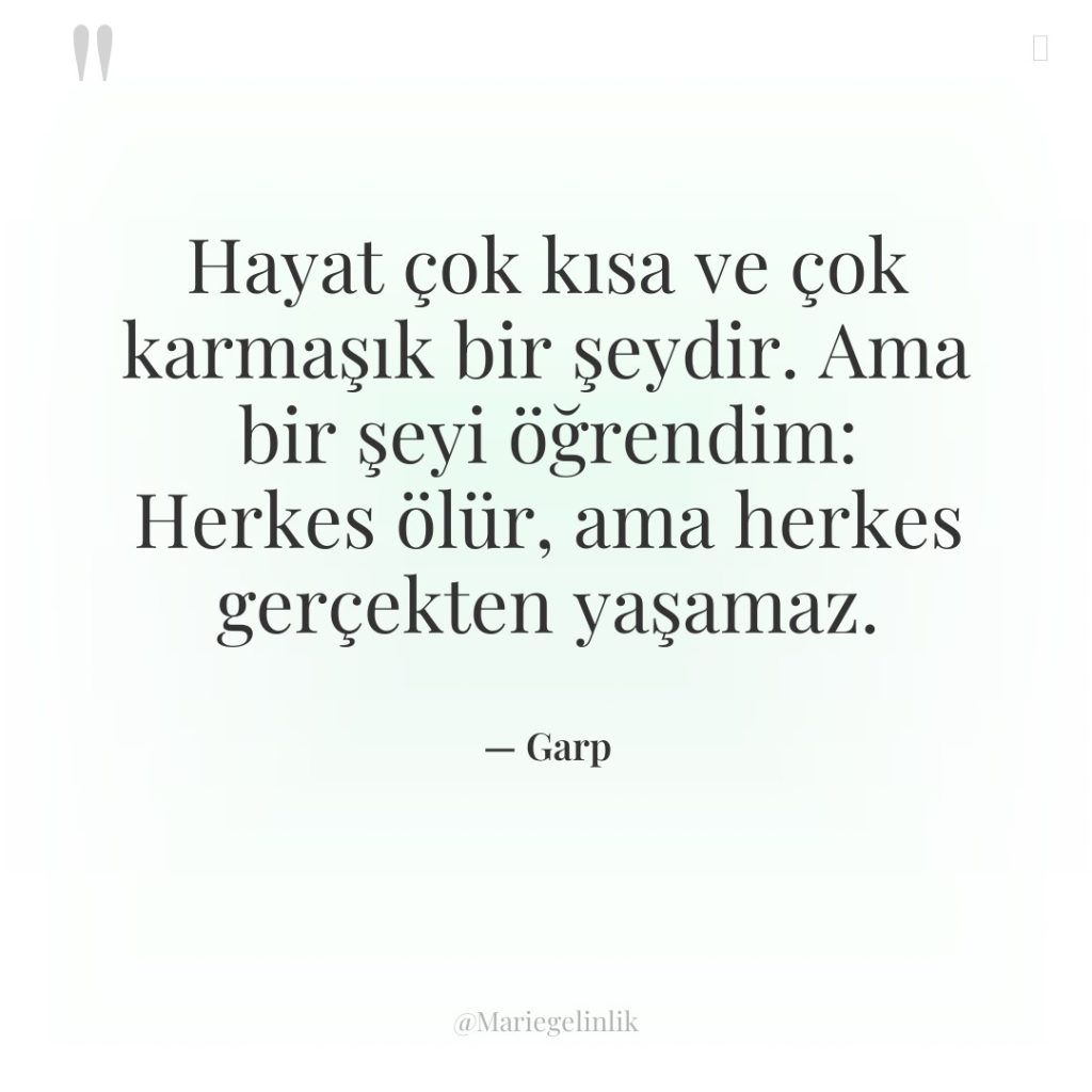 Hayat çok kısa ve çok karmaşık bir şeydir. Ama bir…