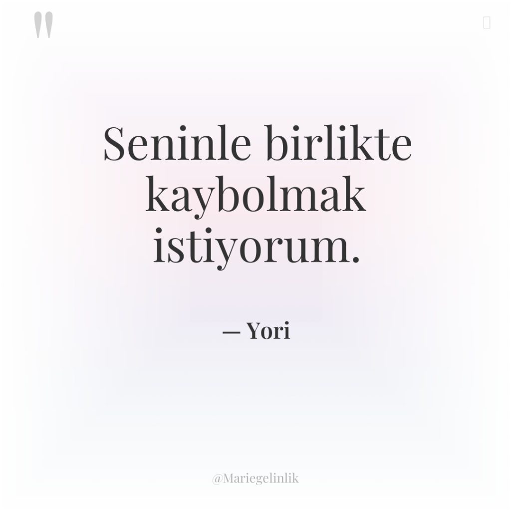 Seninle birlikte kaybolmak istiyorum.