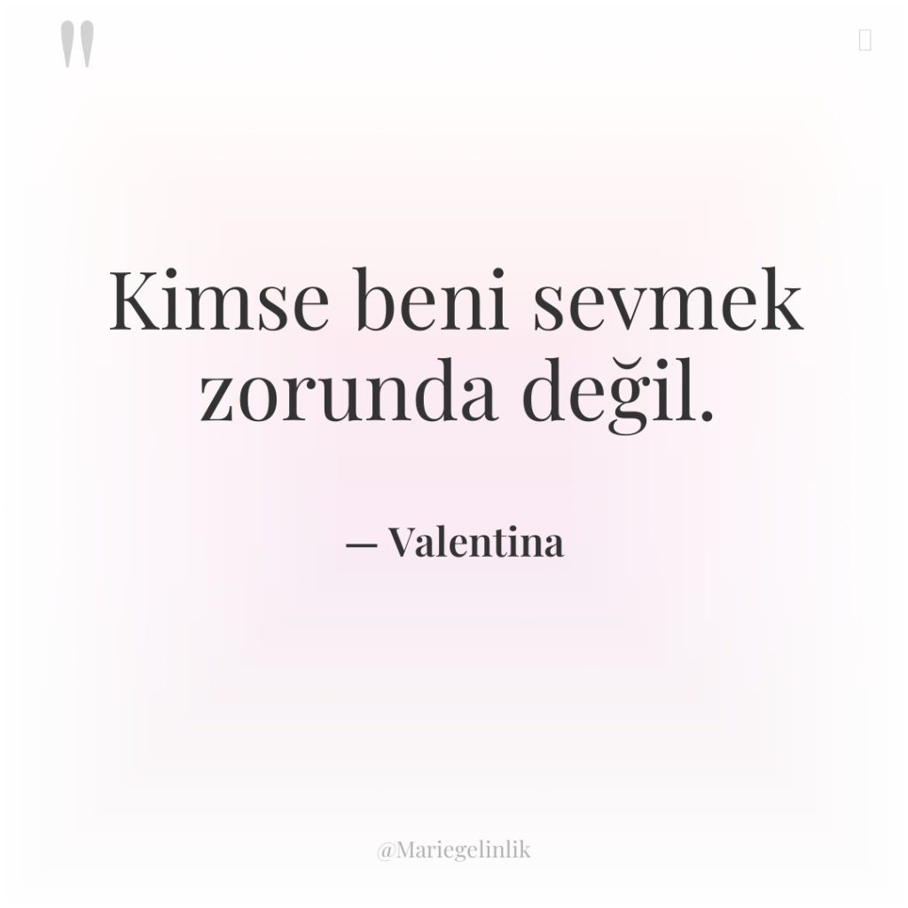 Kimse beni sevmek zorunda değil.