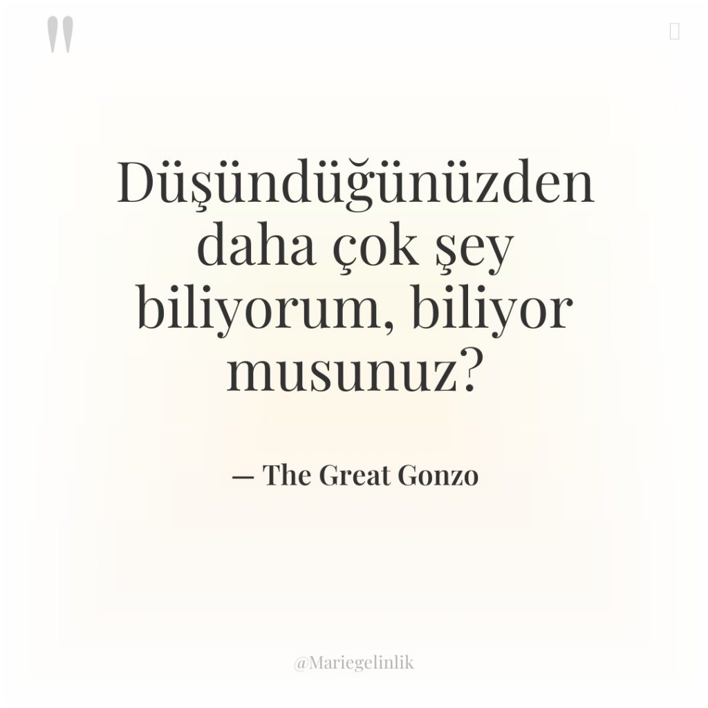 Düşündüğünüzden daha çok şey biliyorum, biliyor musunuz?