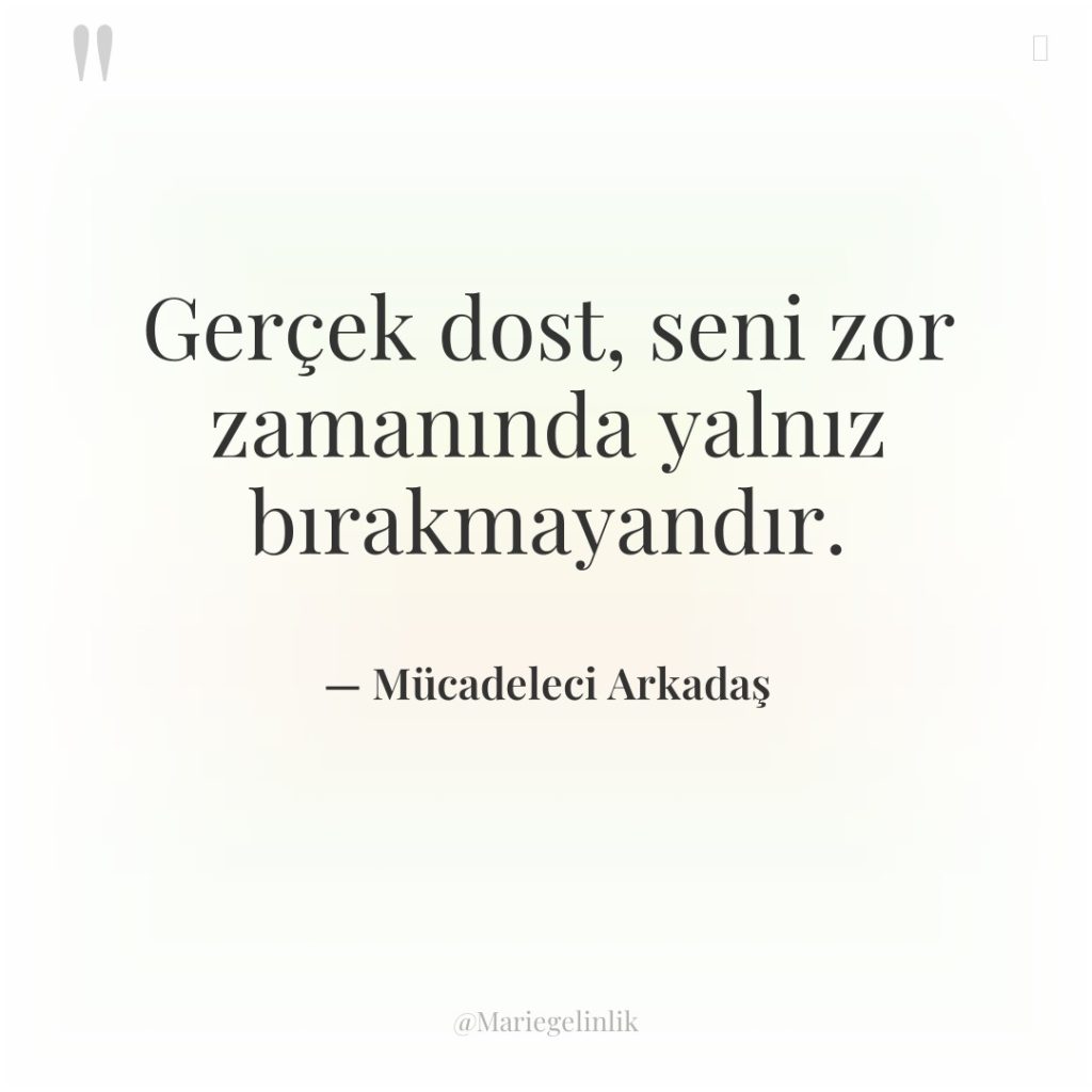 Gerçek dost, seni zor zamanında yalnız bırakmayandır.
