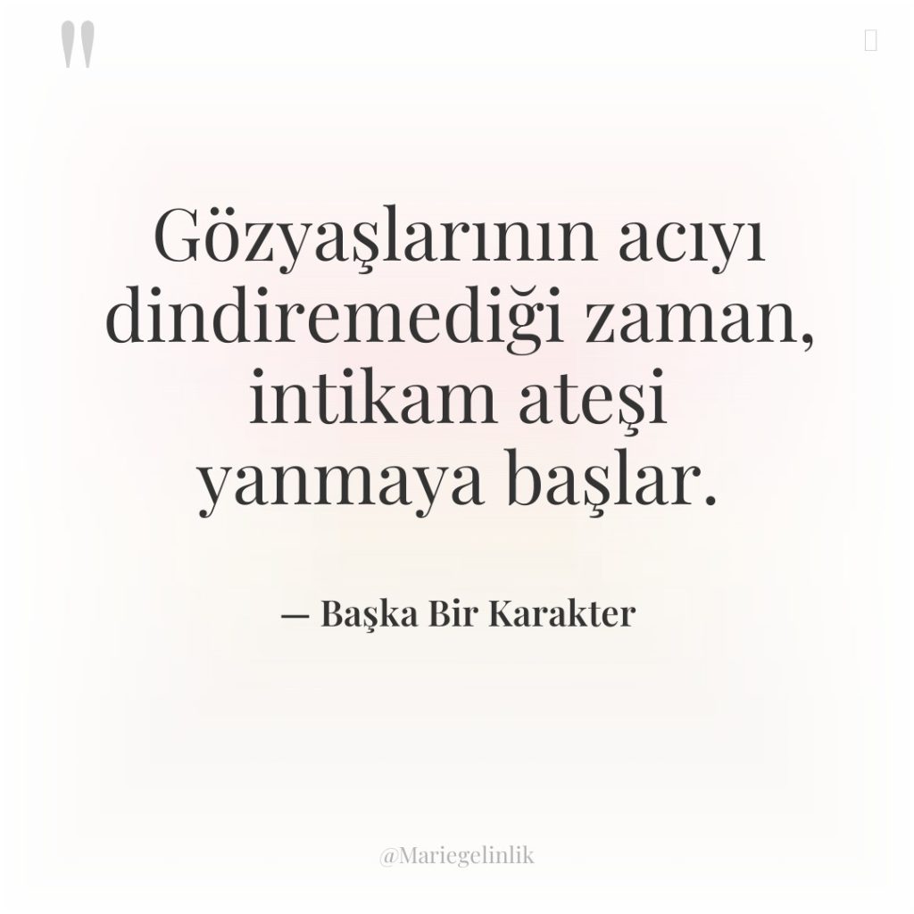 Gözyaşlarının acıyı dindiremediği zaman, intikam ateşi yanmaya başlar.