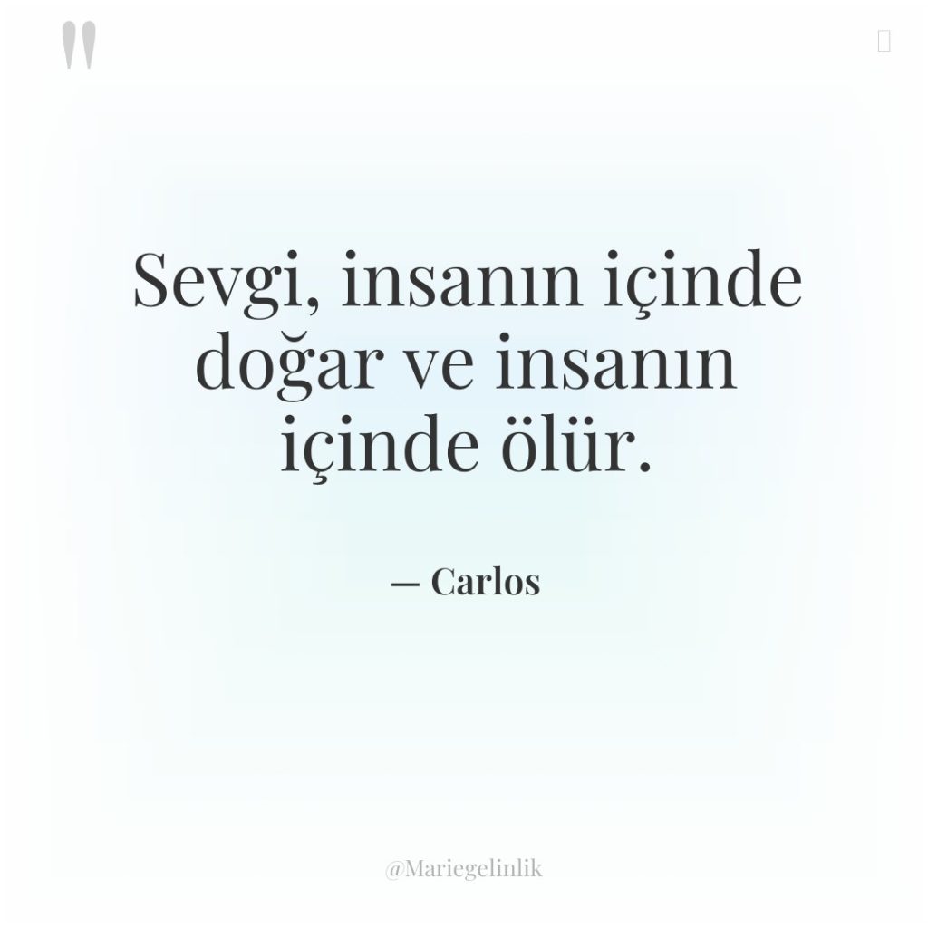 Sevgi, insanın içinde doğar ve insanın içinde ölür.