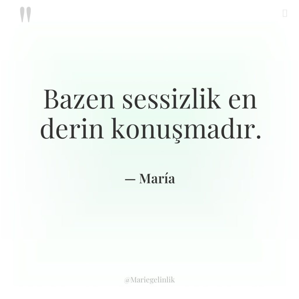 Bazen sessizlik en derin konuşmadır.