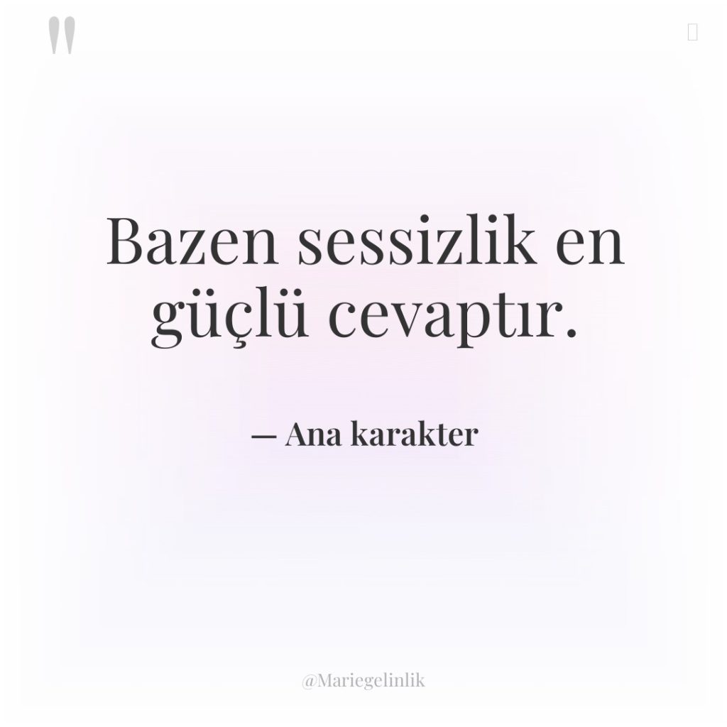 Bazen sessizlik en güçlü cevaptır.