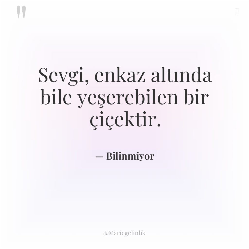 Sevgi, enkaz altında bile yeşerebilen bir çiçektir.