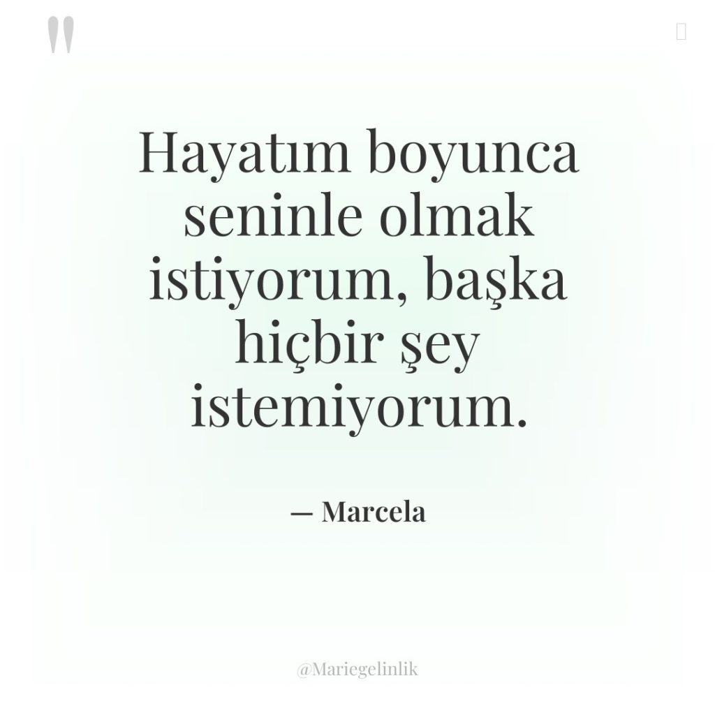 Hayatım boyunca seninle olmak istiyorum, başka hiçbir şey istemiyorum.