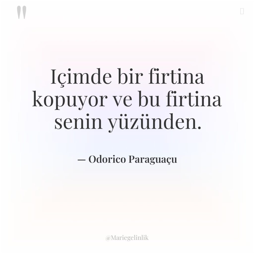 Içimde bir firtina kopuyor ve bu firtina senin yüzünden.