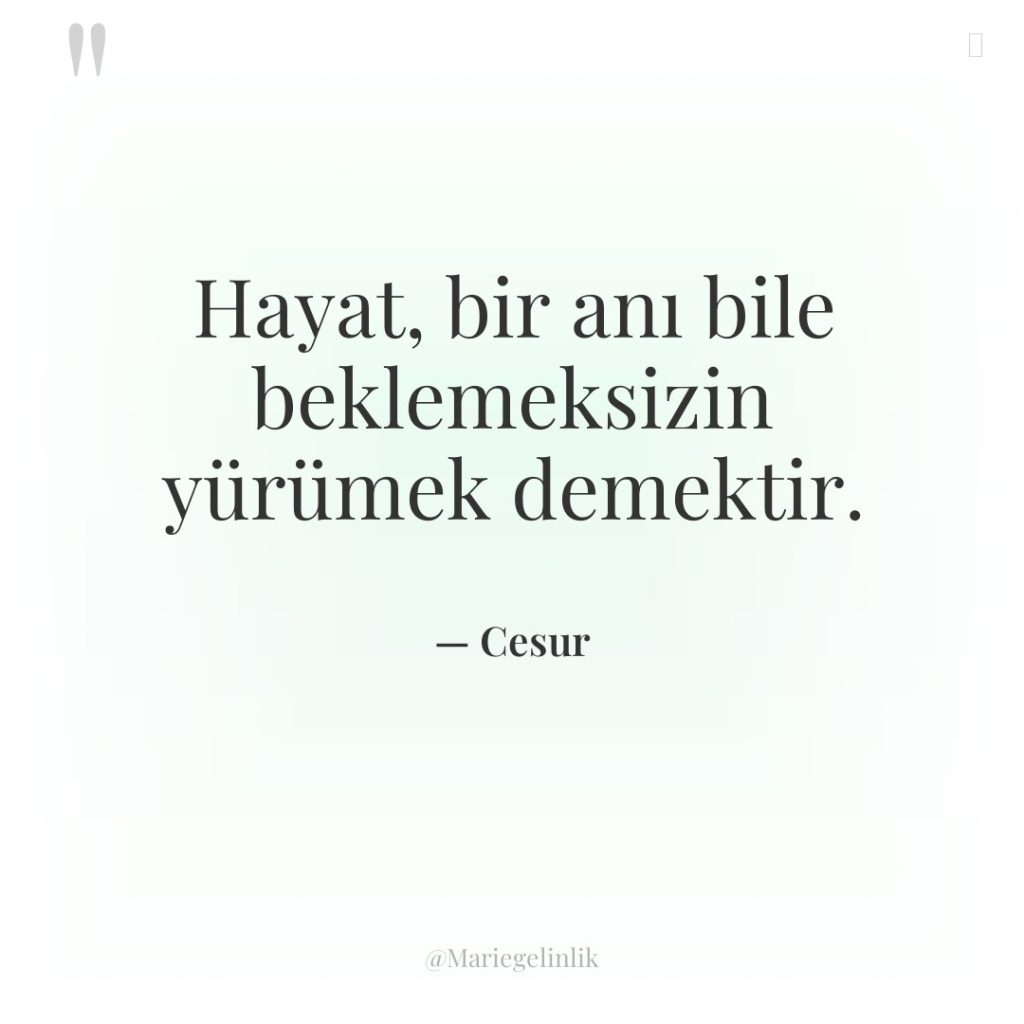 Hayat, bir anı bile beklemeksizin yürümek demektir.