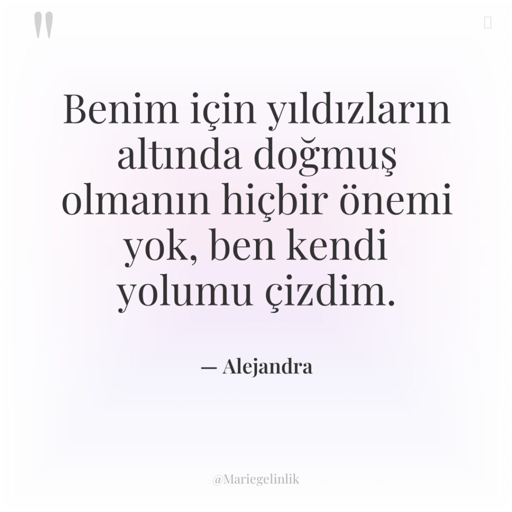 Benim için yıldızların altında doğmuş olmanın hiçbir önemi yok, ben…
