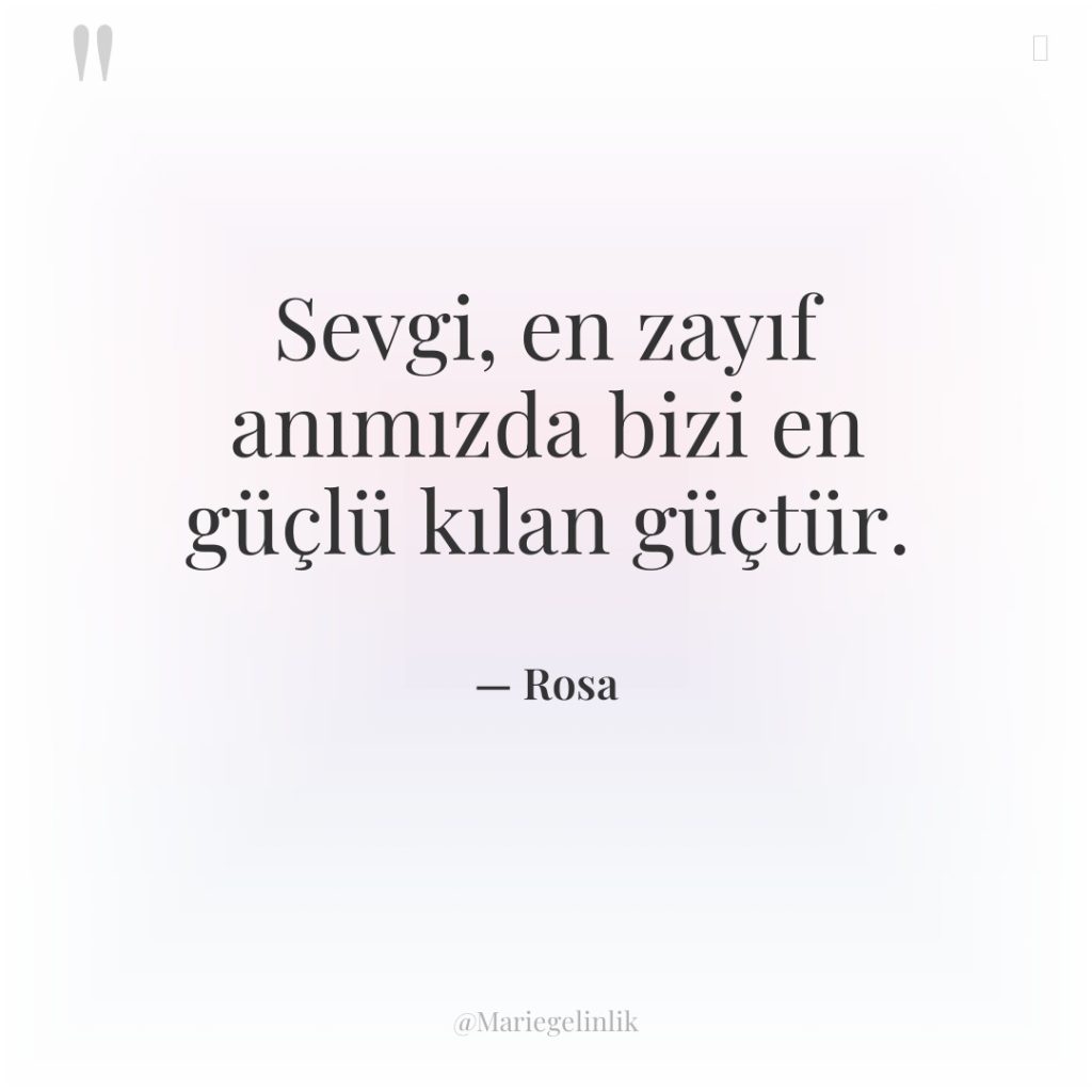 Sevgi, en zayıf anımızda bizi en güçlü kılan güçtür.
