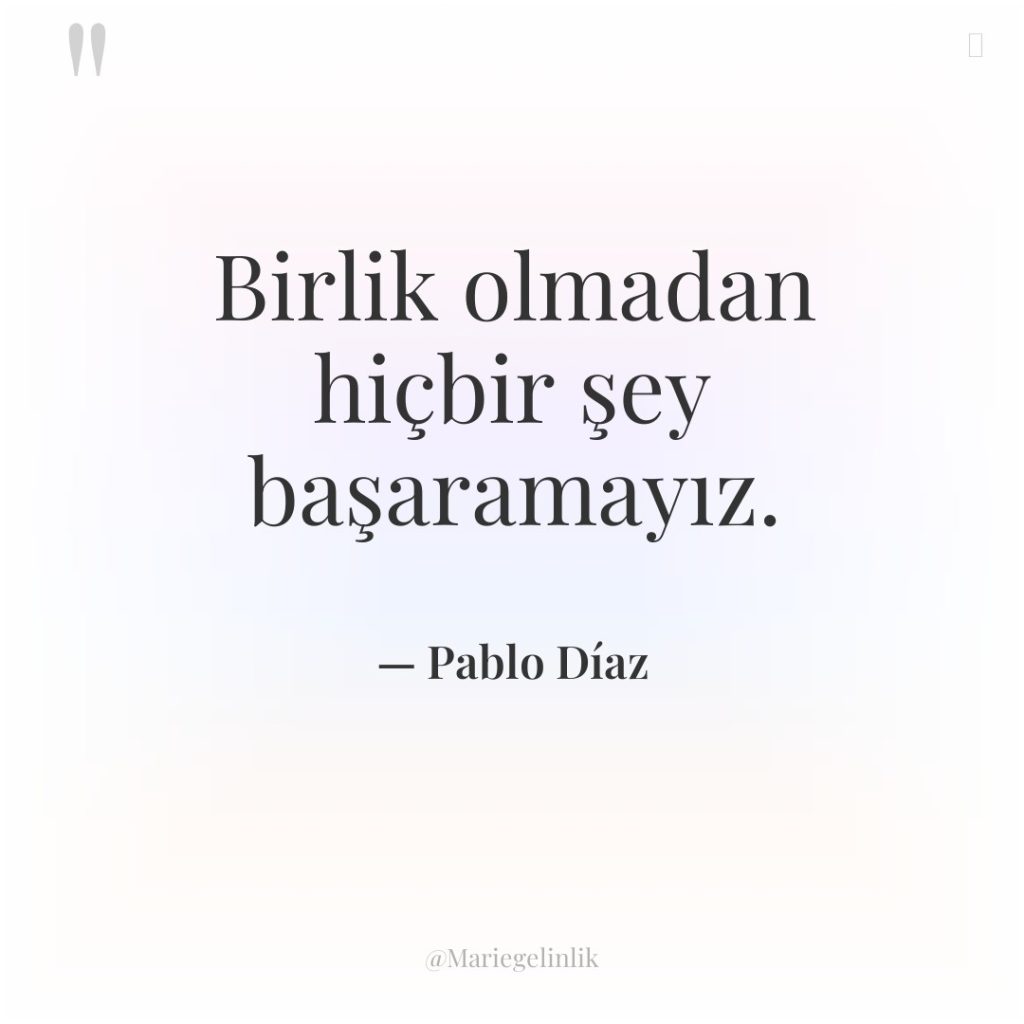 Birlik olmadan hiçbir şey başaramayız.