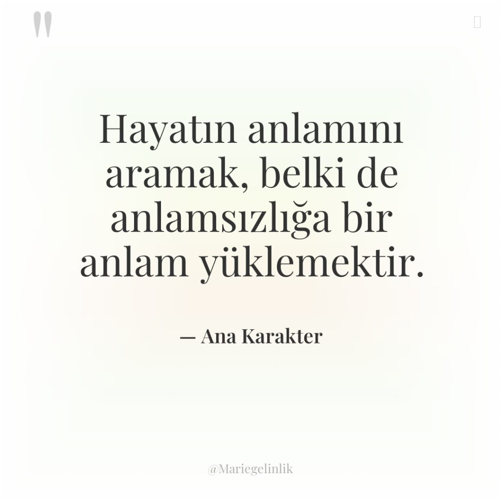 Hayatın anlamını aramak, belki de anlamsızlığa bir anlam yüklemektir.