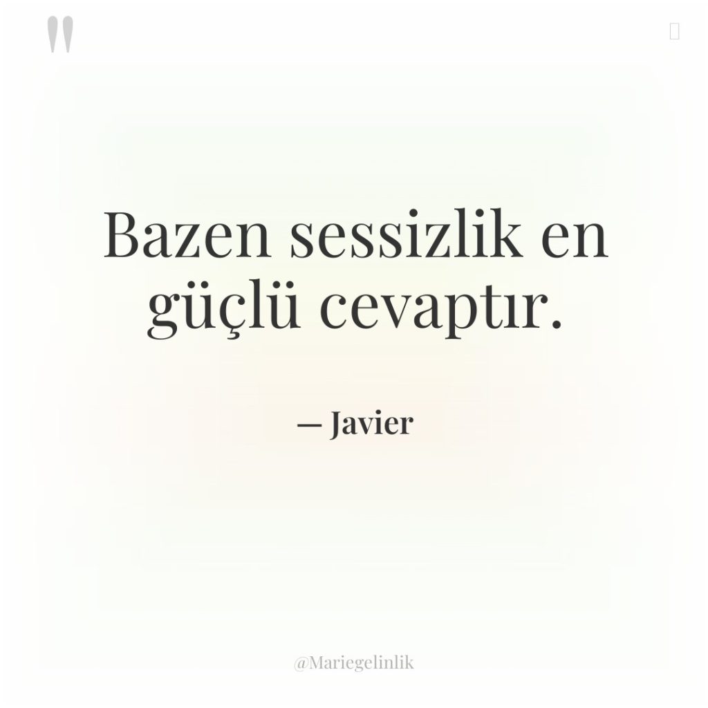 Bazen sessizlik en güçlü cevaptır.