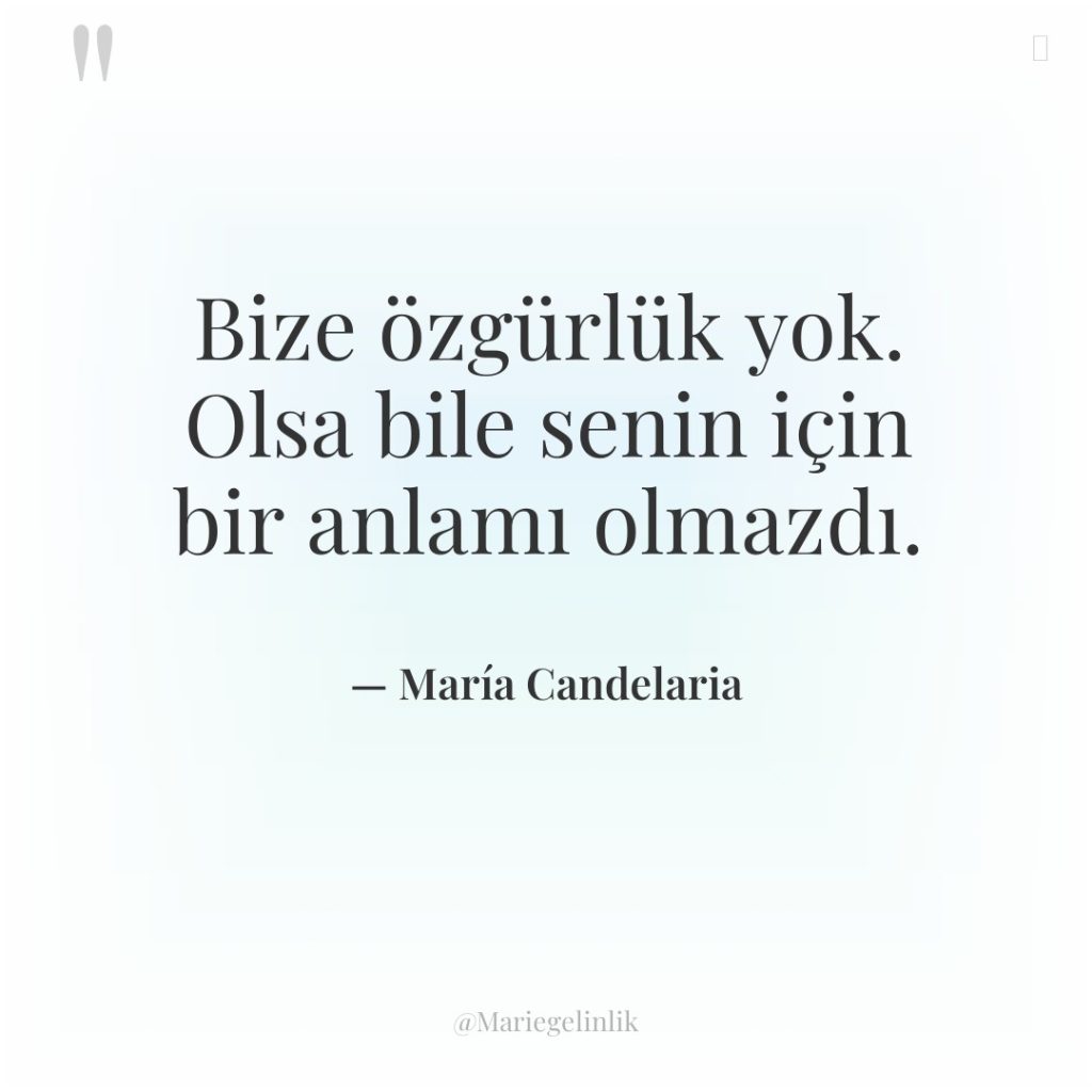 Bize özgürlük yok. Olsa bile senin için bir anlamı olmazdı.
