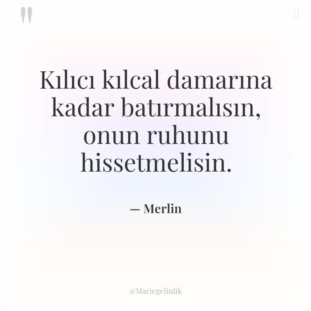 Kılıcı kılcal damarına kadar batırmalısın, onun ruhunu hissetmelisin.